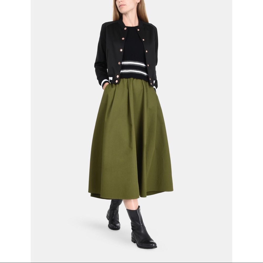 Armani Exchange Green Cotton Midi Length Skirt